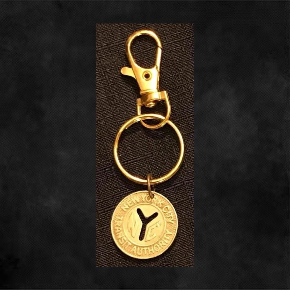 History - Vintage New York City NYC Subway Transit Fare Token on Keychain.